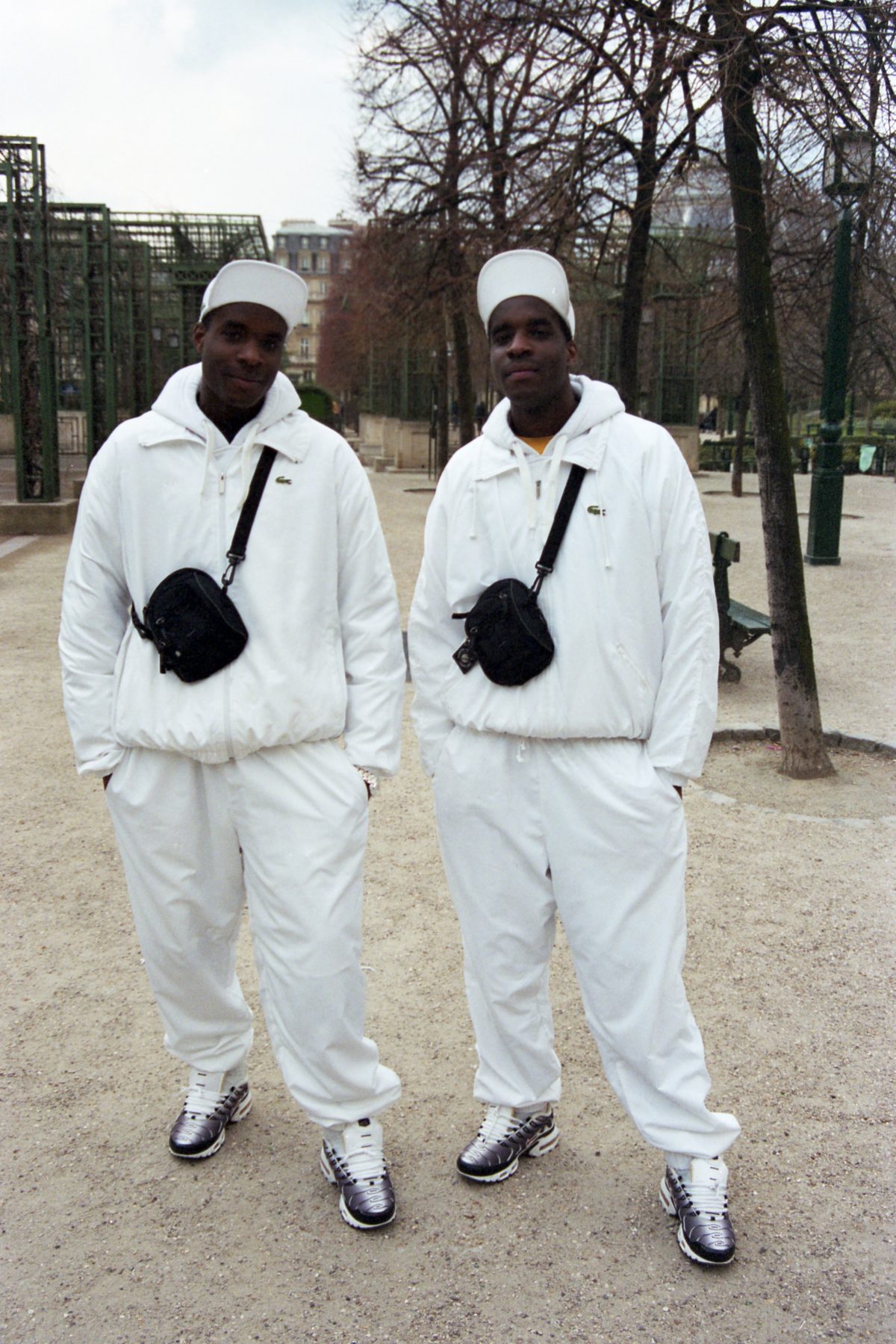 Street Photography, Paris, Les Halles, Streetwear, Mohamed Bourouissa, Twins in white suits in Paris, Exhibition at The Gallery at VCUarts Qatar