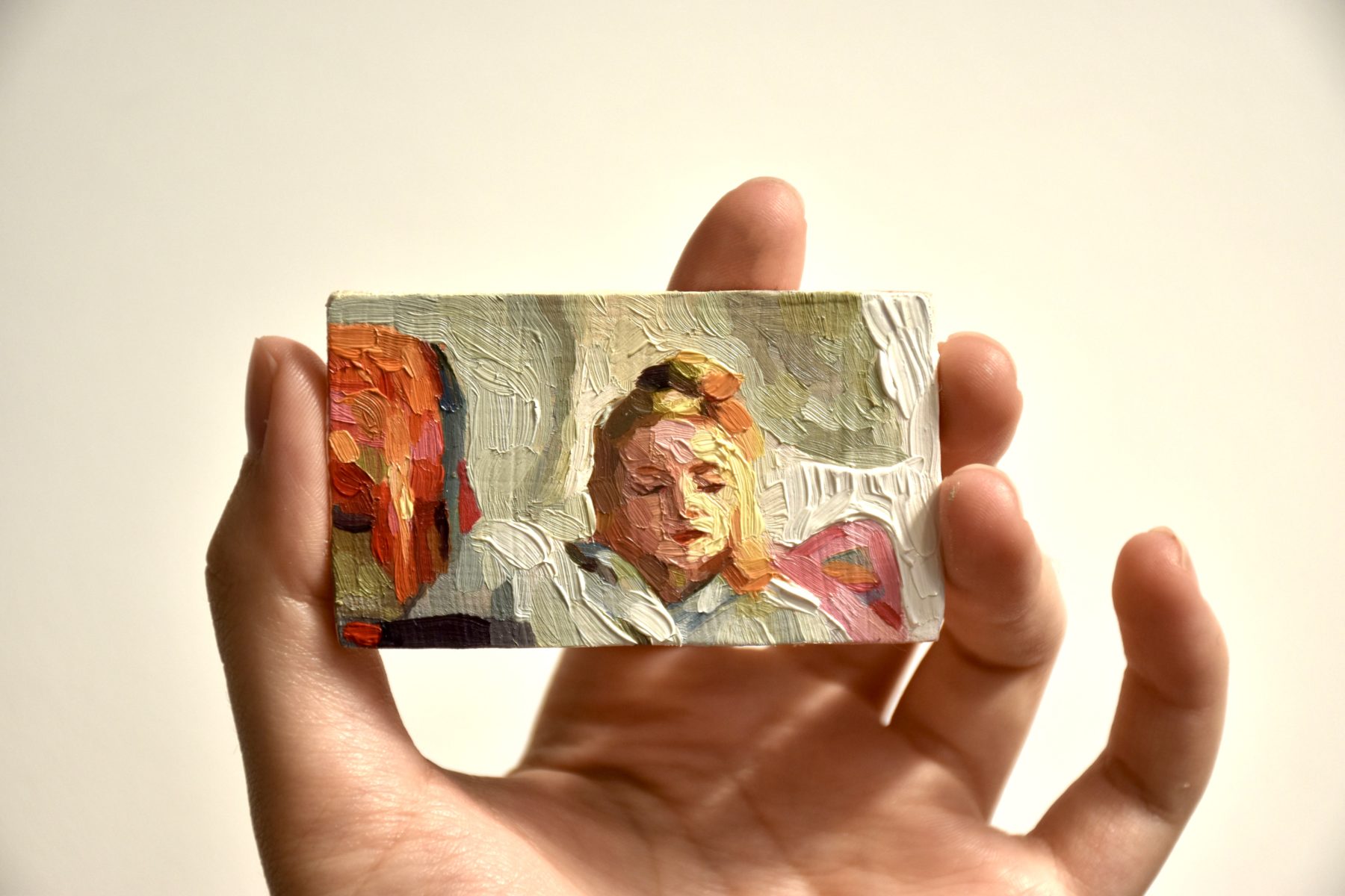 Marisa Stratton, 'Zoom Call', 2021, Oil on panel, 2.54cm x 5.08cm, ©Marisa Stratton
