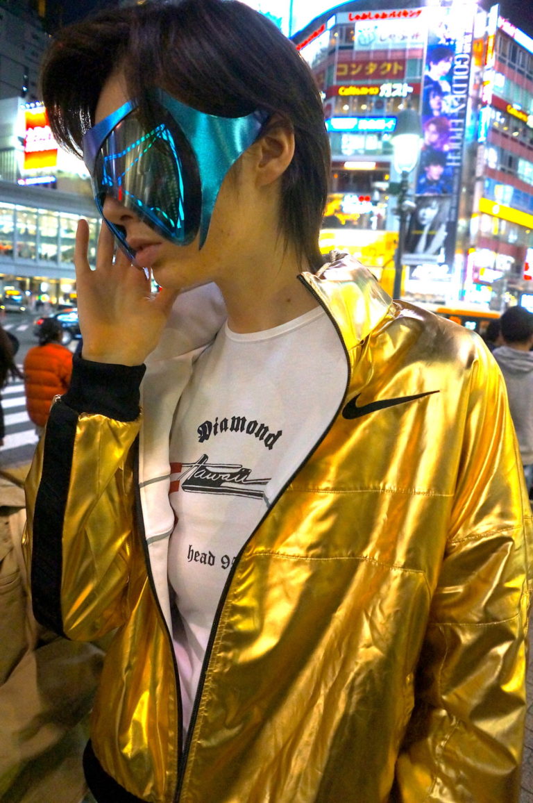 Photoshoot Streetwear Tokyo Ali Khan Jacket by Ambush X Nike, Tshirt by Helmut Lang, Jogger by MISBHV, Custom Sunglasses by Annie Foo Designs